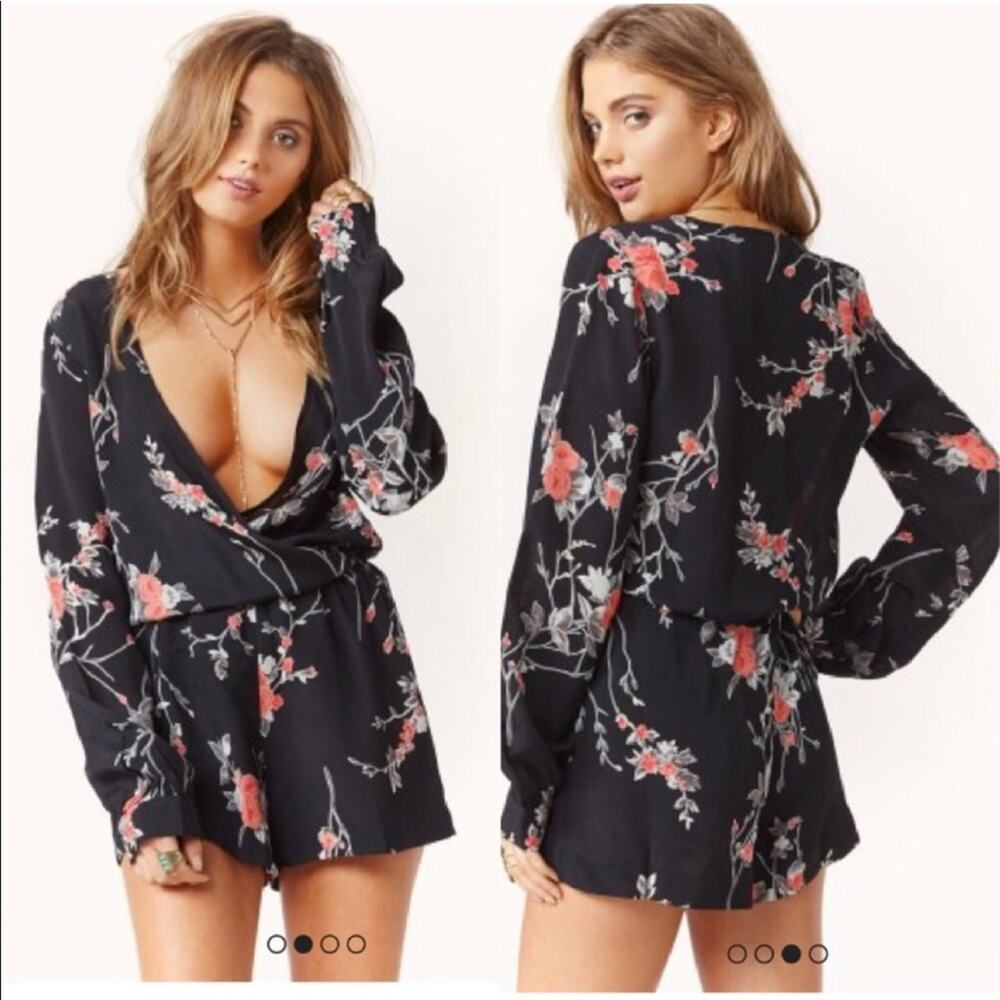 Blue Life Long Sleeve Floral Print Romper
